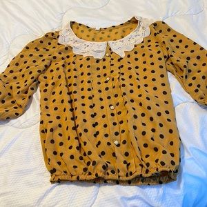 Yellow  and black Pokora dot blouse